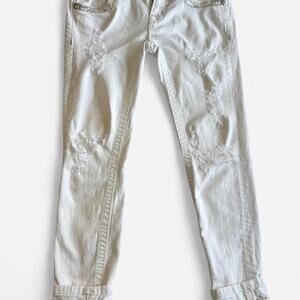 Miss Me Women Skinny Jeans 26 White Embellished Cuffed Denim